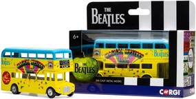 Corgi Diecast Model Cars - CC82343 The Beatles, Magical Mystery Tour London Bus - 1:64 Pre-Built Model Vehicles Toy, Classic Metal Die Cast Collectible, Auto Toys Models for Adults - Yellow and Blue