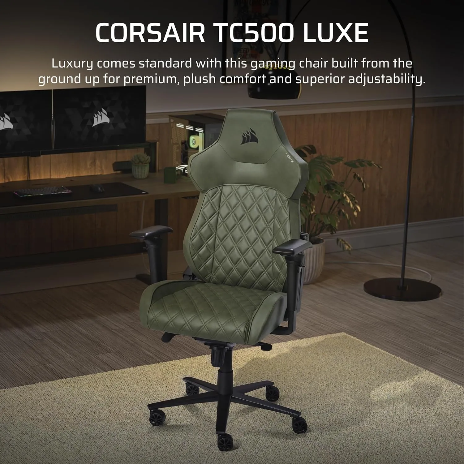 Corsair TC500 Luxe Gaming Chair – Premium Breathable Fabric – Wide Seat – Five-Way Adjustable Armrests – Adjustable Built-in Lumbar Support – 90-160 Degree Recline – Sherwood