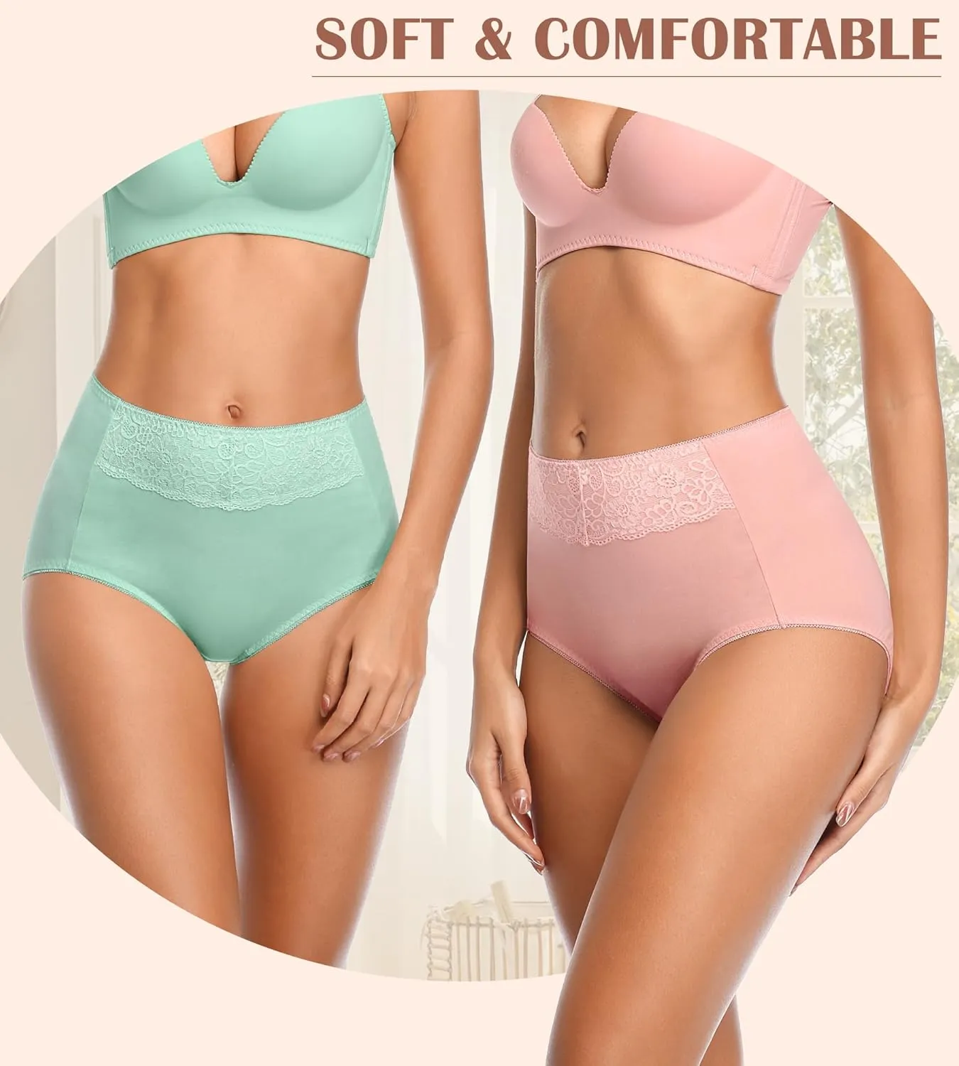 Cotton Underwear High Waisted Womens Full Coverage Ladies Comfy Panties (Regular & Plus Size)
