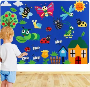 Craftstory Insects & Bugs Flannel Felt Story Board for Toddlers Learning Activities 3.5 Ft Sensory Busy Board with Caterpillar Butterfly Beetle Kits Interactive Montessori Arts Crafts Gifts for Kids