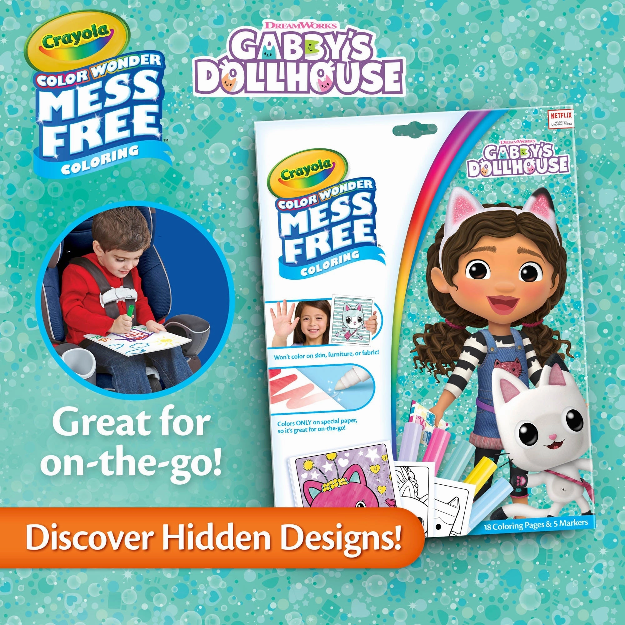Crayola Color Wonder Mess-Free Colouring Pages and Mini Markers - Gabby's Dollhouse