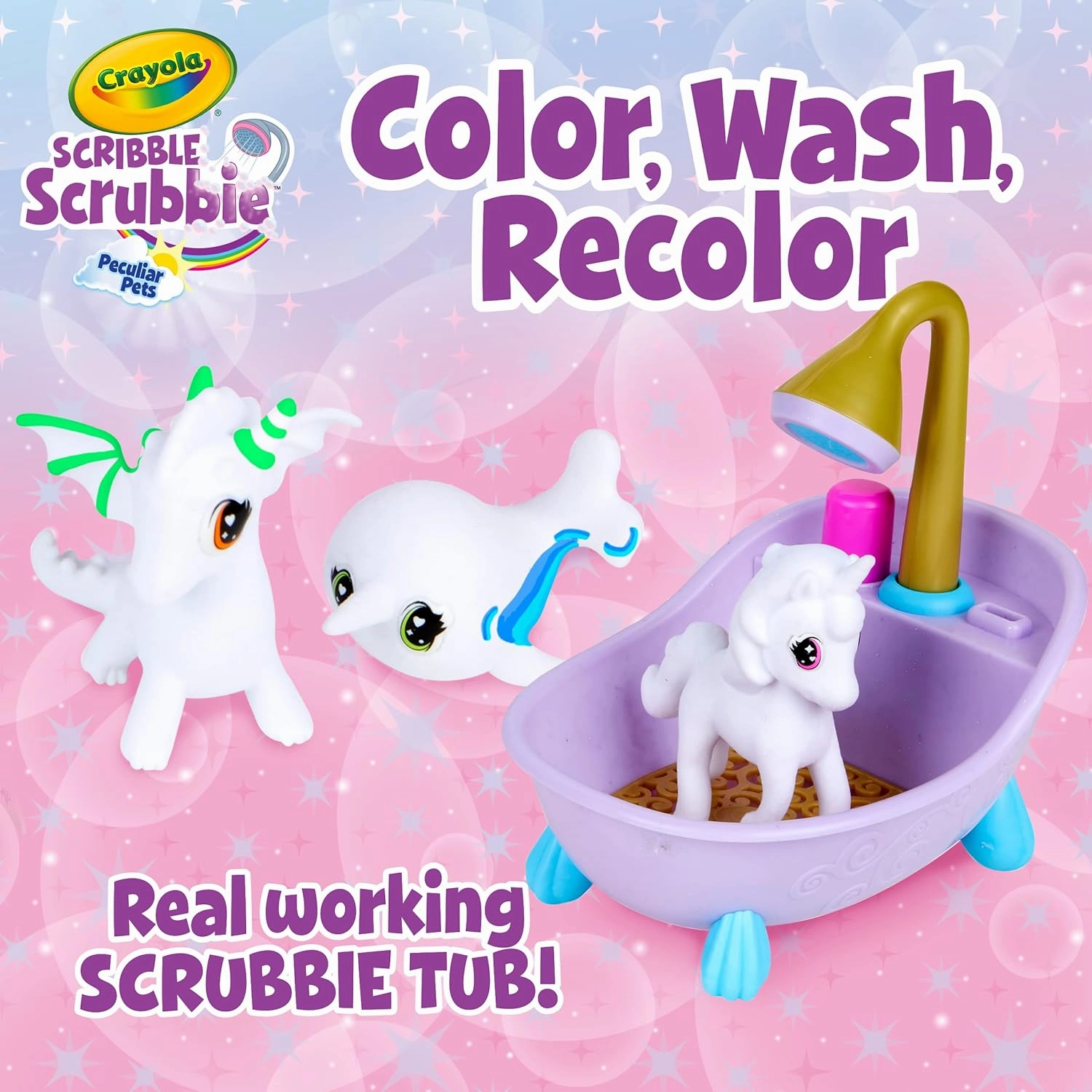 Crayola Scribble Scrubbie Peculiar Pets, Washable Pet Grooming Toy Set for Kids, Arts & Crafts Animal Toys, Gifts for Girls & Boys, Ages 3 