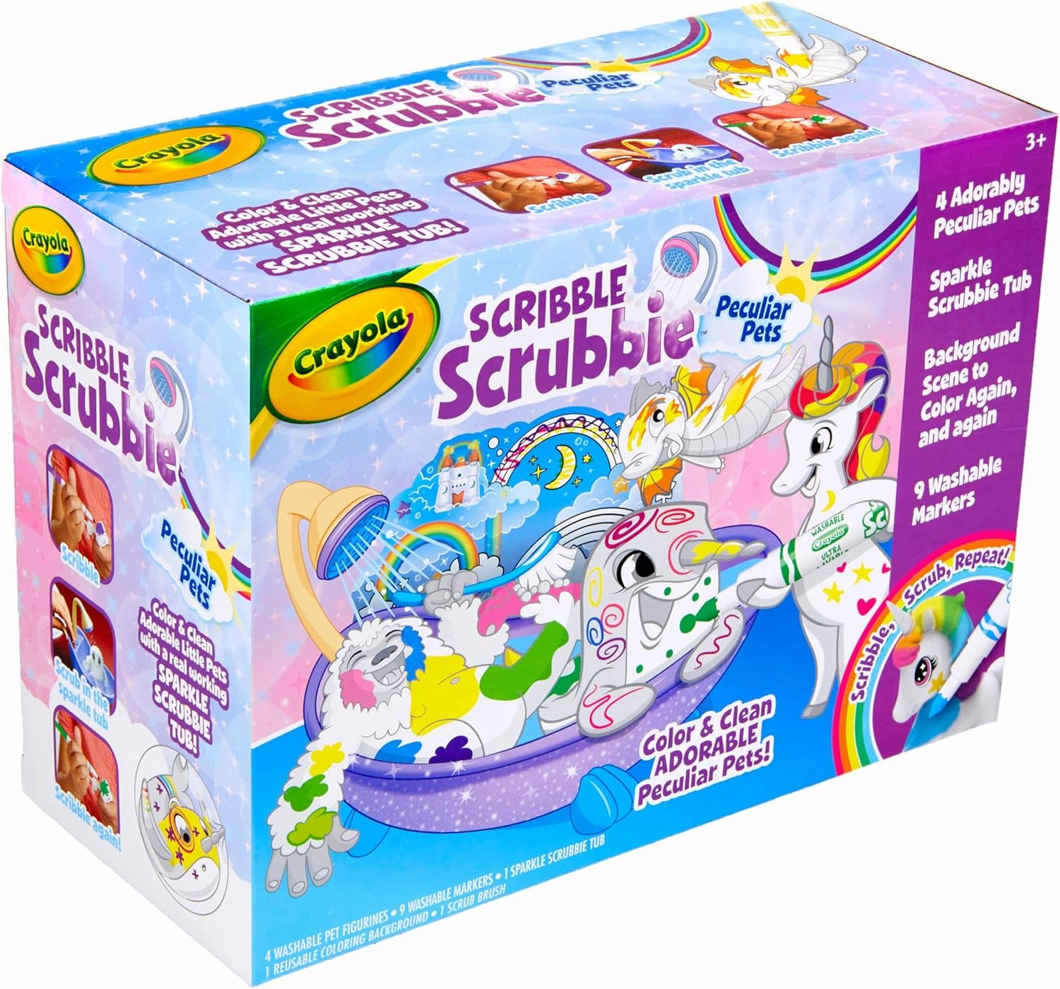 Crayola Scribble Scrubbie Peculiar Pets, Washable Pet Grooming Toy Set for Kids, Arts & Crafts Animal Toys, Gifts for Girls & Boys, Ages 3 