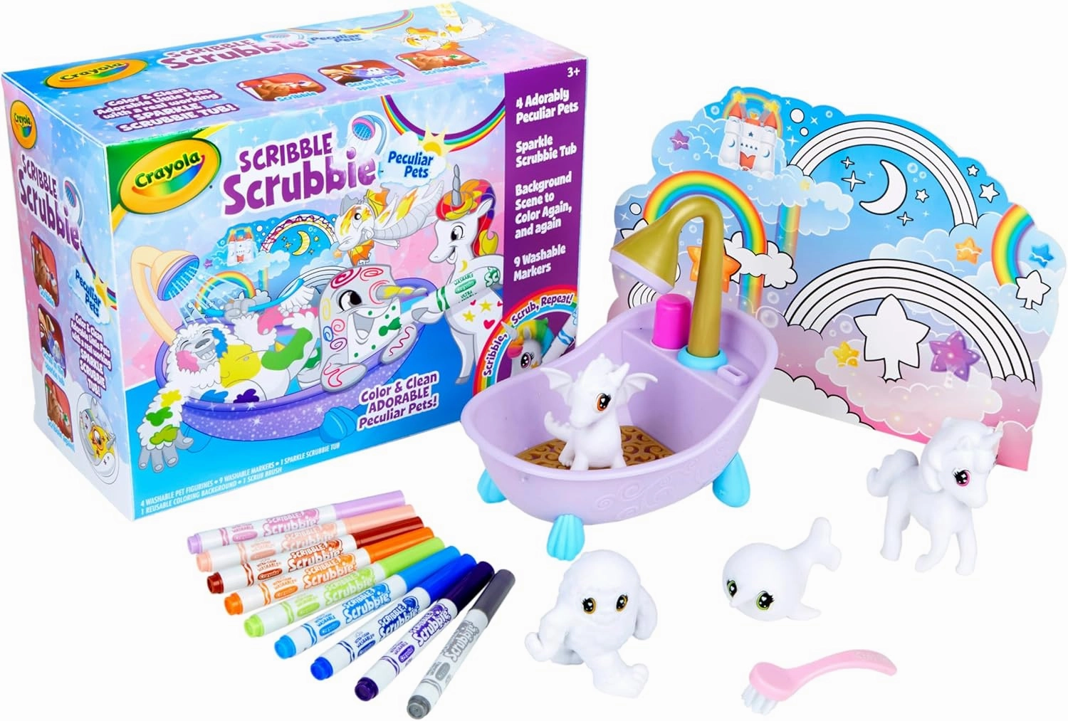 Crayola Scribble Scrubbie Peculiar Pets, Washable Pet Grooming Toy Set for Kids, Arts & Crafts Animal Toys, Gifts for Girls & Boys, Ages 3 