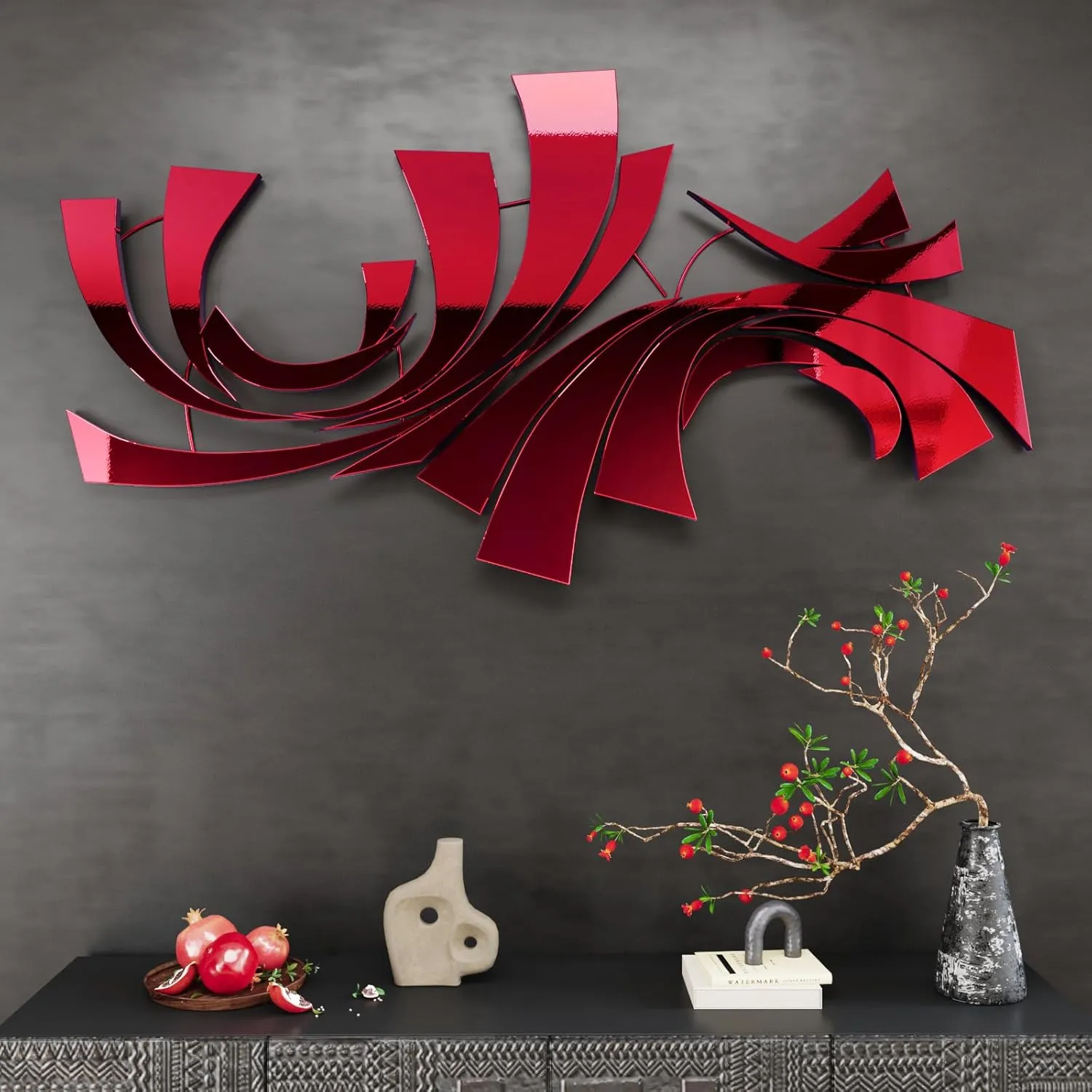 CRE8TIVE Flexible Self Adhesive Mirror Sheet Vinyl 12"x354" Metallic Red Mirror Sticker Wallpaper Peel and Stick Reflective Chrome Red Contact Paper Mirror Vinyl Warp for Living Room Furniture Crafts