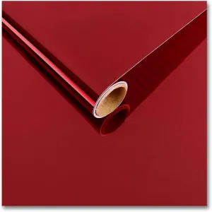 CRE8TIVE Flexible Self Adhesive Mirror Sheet Vinyl 12"x354" Metallic Red Mirror Sticker Wallpaper Peel and Stick Reflective Chrome Red Contact Paper Mirror Vinyl Warp for Living Room Furniture Crafts
