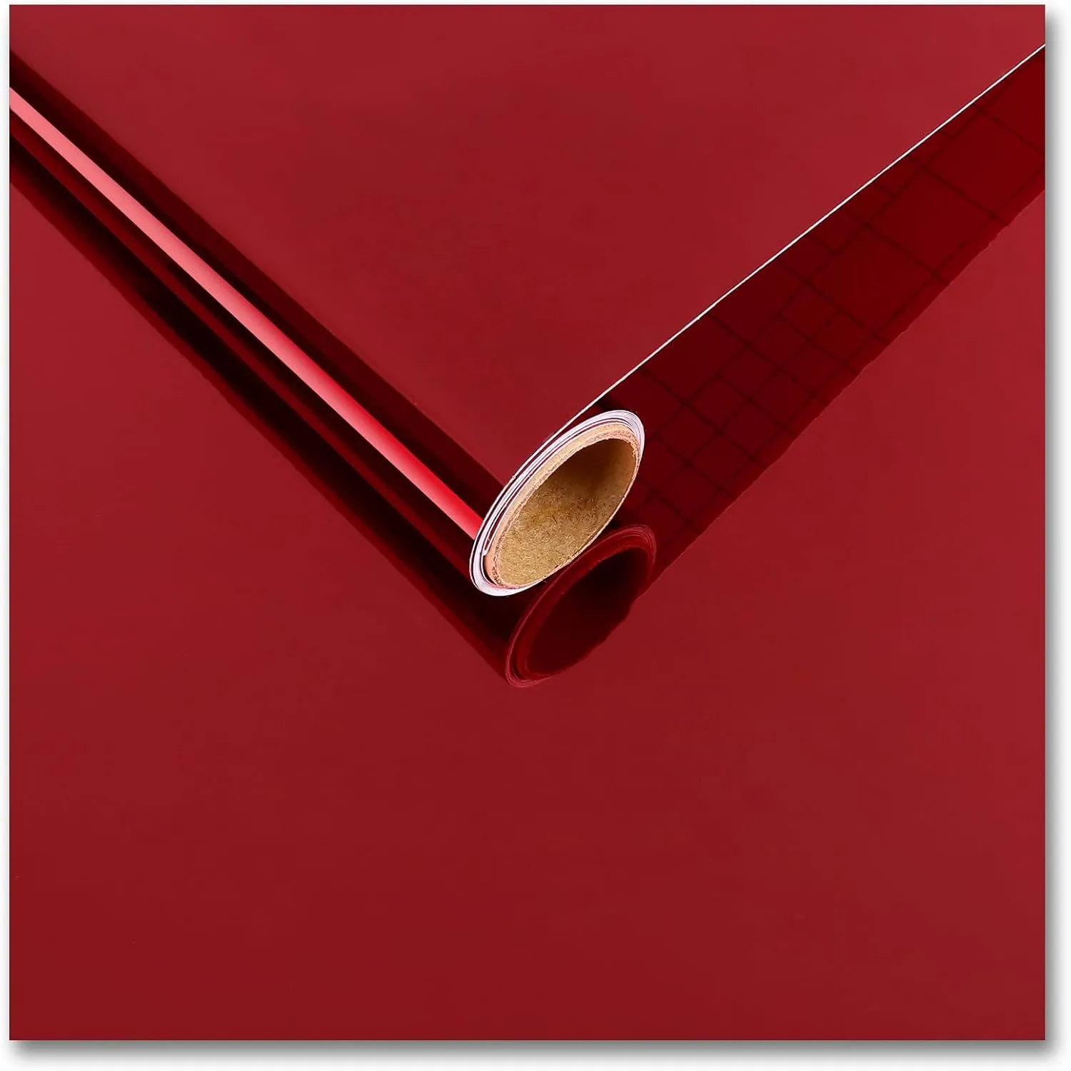 CRE8TIVE Flexible Self Adhesive Mirror Sheet Vinyl 12"x354" Metallic Red Mirror Sticker Wallpaper Peel and Stick Reflective Chrome Red Contact Paper Mirror Vinyl Warp for Living Room Furniture Crafts