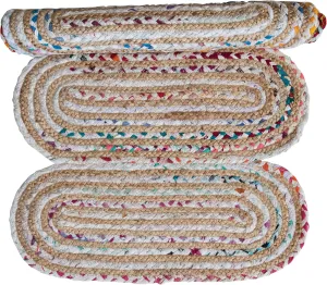 Creative Co-Op Woven Cotton Chindi and Jute Ovals Floor Runner, Multicolor