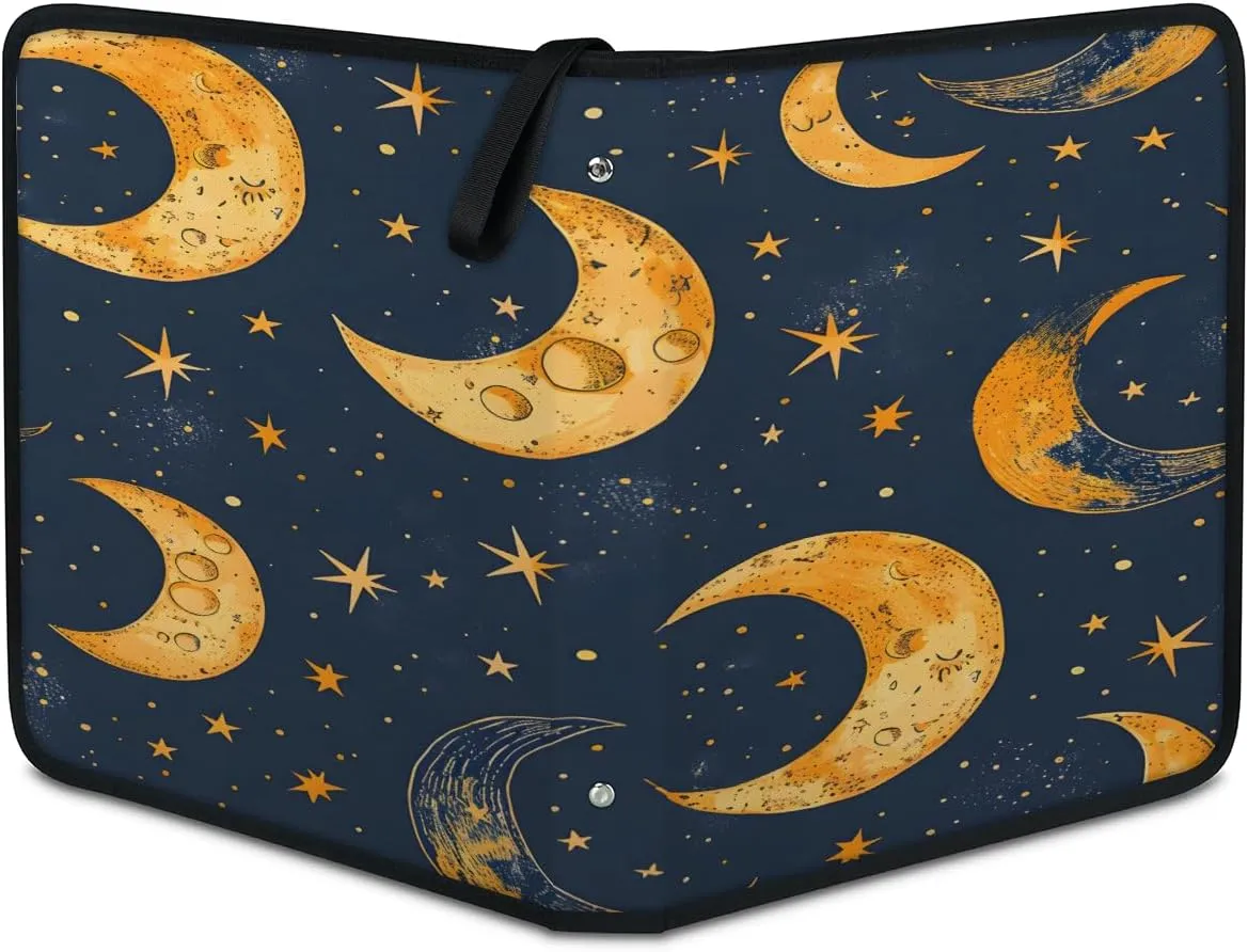 Crescent Moon 3 Ring Trading Zipper Binder Strap, Trading Card Binder 4 Pocket, 400 Pockets Card Holder with 50 Removable Sleeves for Game Cards
