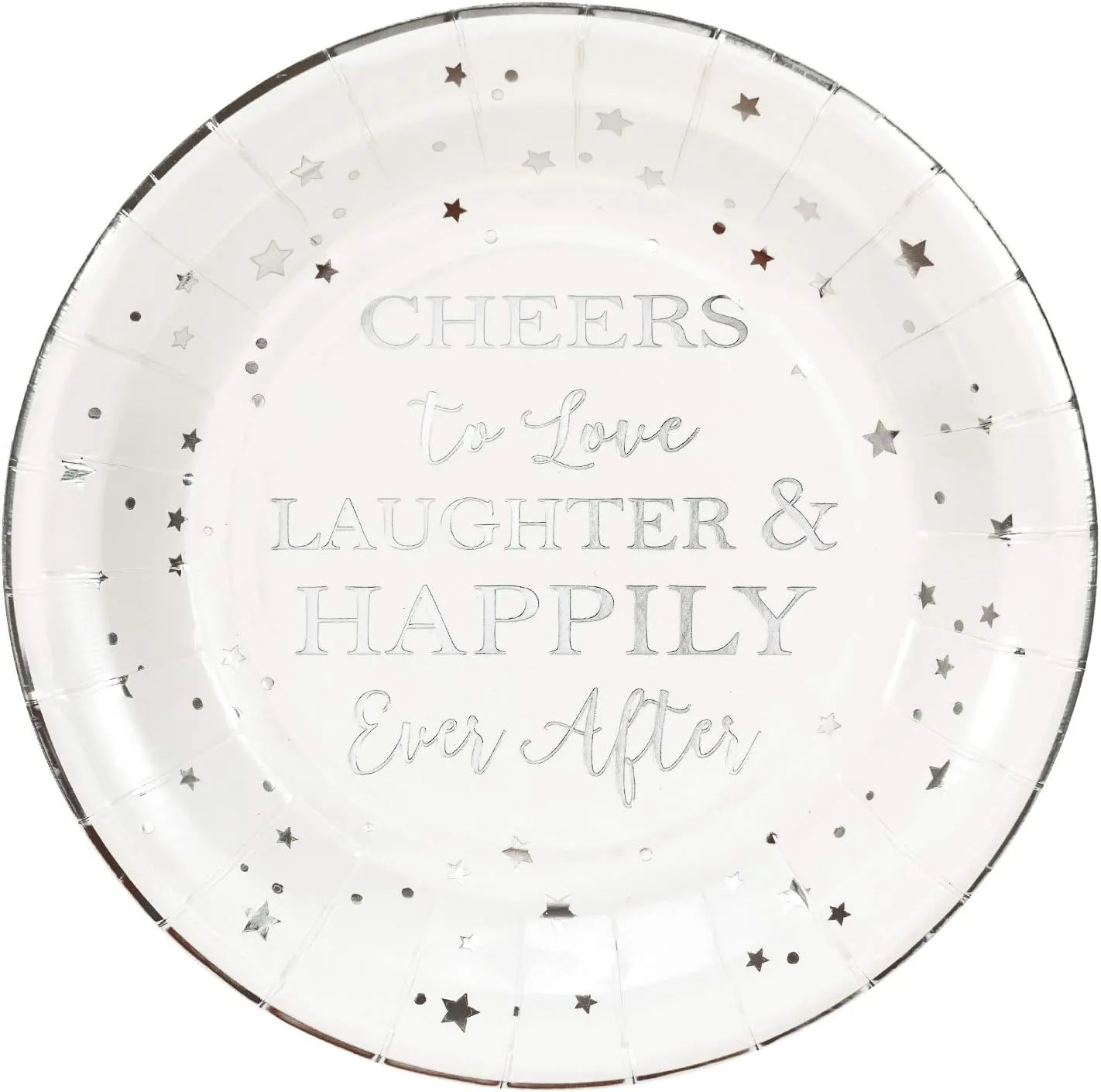 Crisky Cheers to Love Silver Disposable Plates for Bridal Shower, Wedding, Engagement, Bachelorett Party Decorations, Dessert, Buffet, Cake Plates Party Supples, 50 Count, 9" Plate
