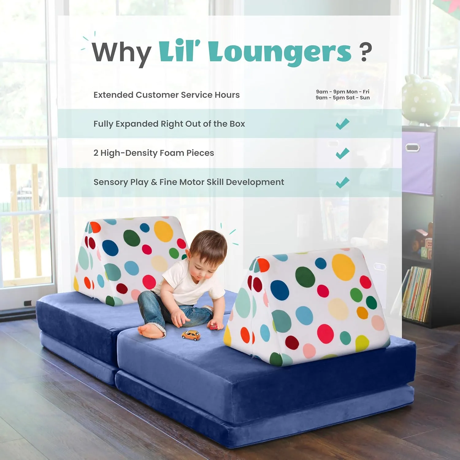 Critter Sitters Kids Lil Lounger Pillow Accessory Set for Fort Building and Open Ended Play, Sturdy Foam Cushions with Washable Covers, Durable, Flexible Seating for Playroom, Kids Room, and Nursery