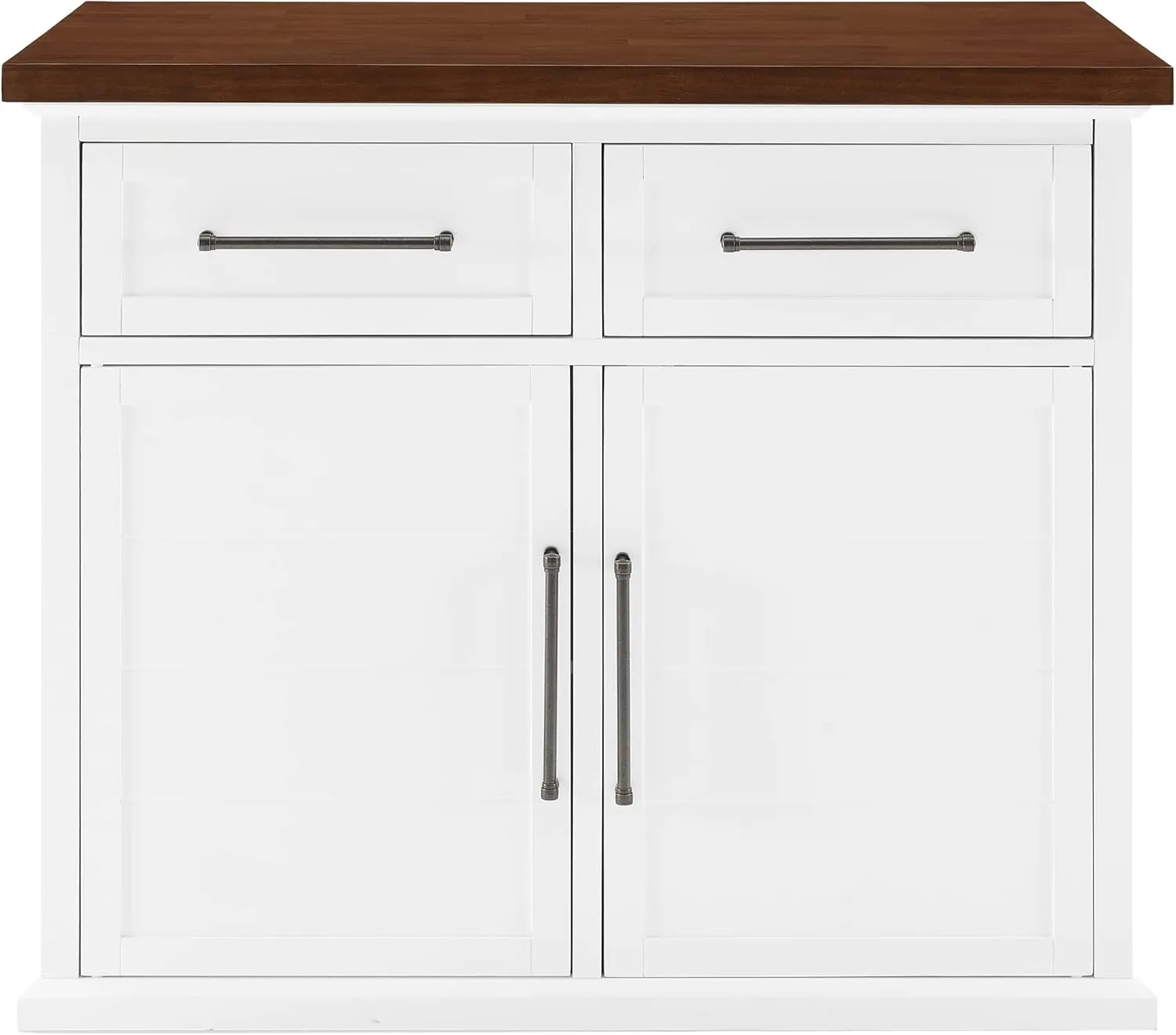 Crosley Furniture Bartlett Kitchen Island with Wood Top, White/Walnut