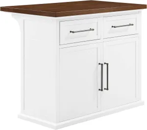 Crosley Furniture Bartlett Kitchen Island with Wood Top, White/Walnut