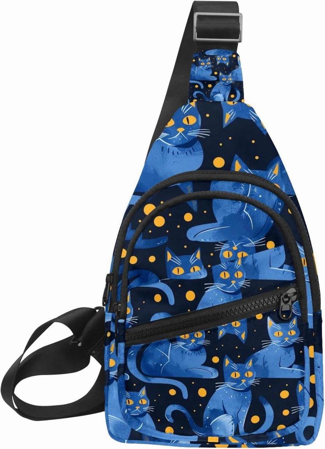 Crossbody Sling Backpack Sling Bag for Women Men, Yellow-eyed Cat Crossbody Fanny Packs Chest Bag with Adjustable Strap for Workout Running Traveling Hiking