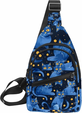 Crossbody Sling Backpack Sling Bag for Women Men, Yellow-eyed Cat Crossbody Fanny Packs Chest Bag with Adjustable Strap for Workout Running Traveling Hiking