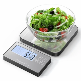 CROWNFUL Split Food Scale, 33lb Wireless Kitchen Scale with Remote LCD Display, 7 Units & Tare Function, 1g/0.1oz, Digital Food Scales for Kitchen, Stainless Steel Food Weight Pan for Cooking/Dieting