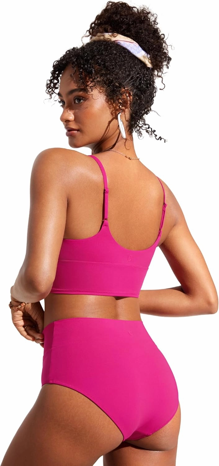 CRZ YOGA Womens V Neck Bikini Tops Adjustable Spaghetti Straps Bathing Suit Sexy Swimsuit Padded