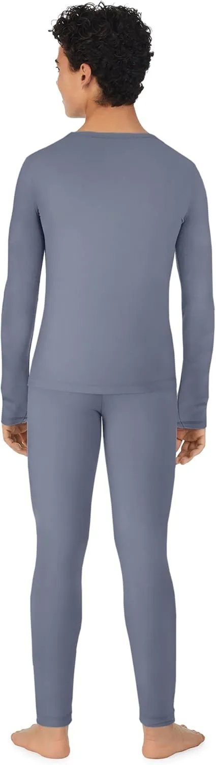 Cuddl Duds Boys Cold Weather Fleece-Lined Thermal Underwear 2-Piece Set - Kids Long Sleeve Top and Leggings Long Johns
