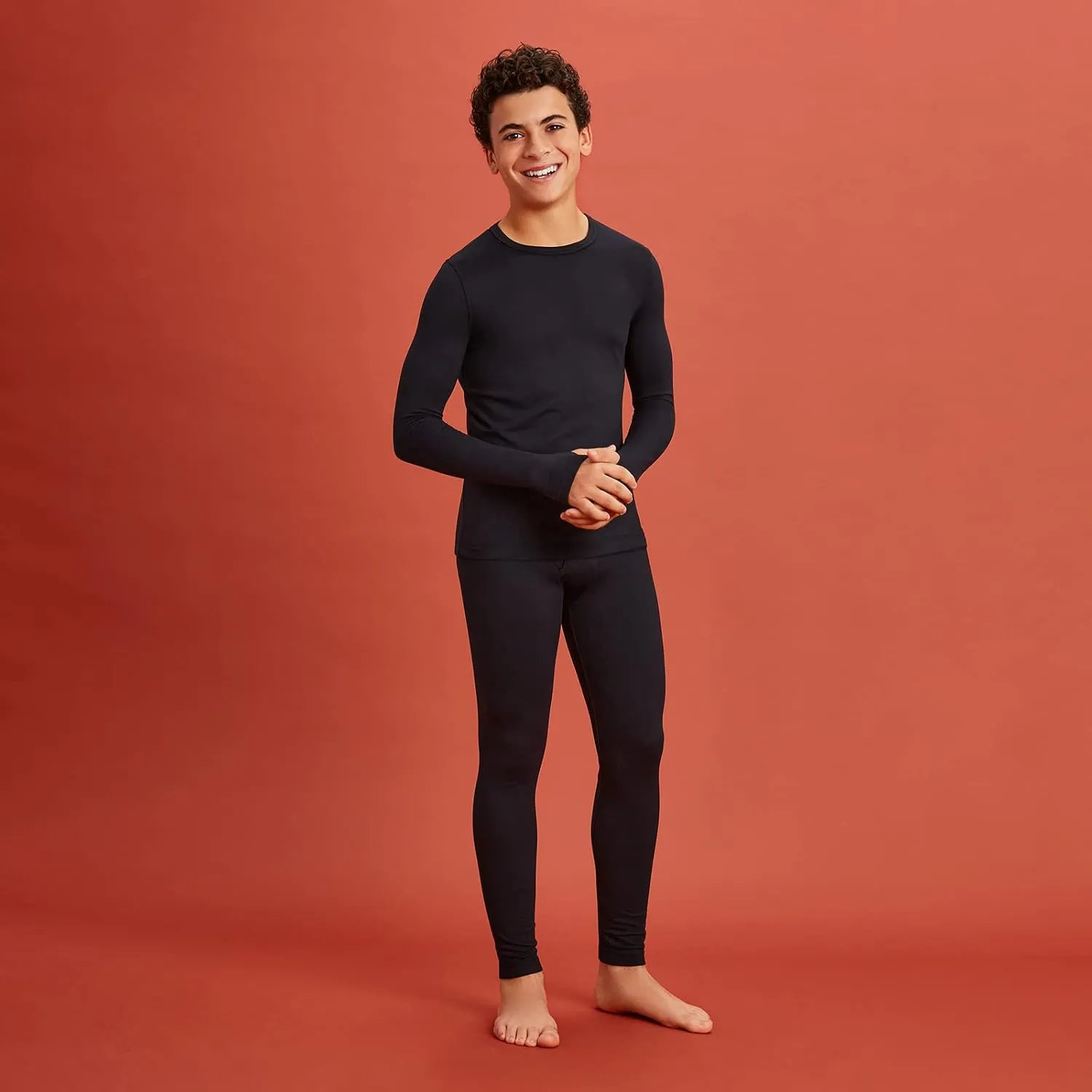 Cuddl Duds Boys Cold Weather Fleece-Lined Thermal Underwear 2-Piece Set - Kids Long Sleeve Top and Leggings Long Johns