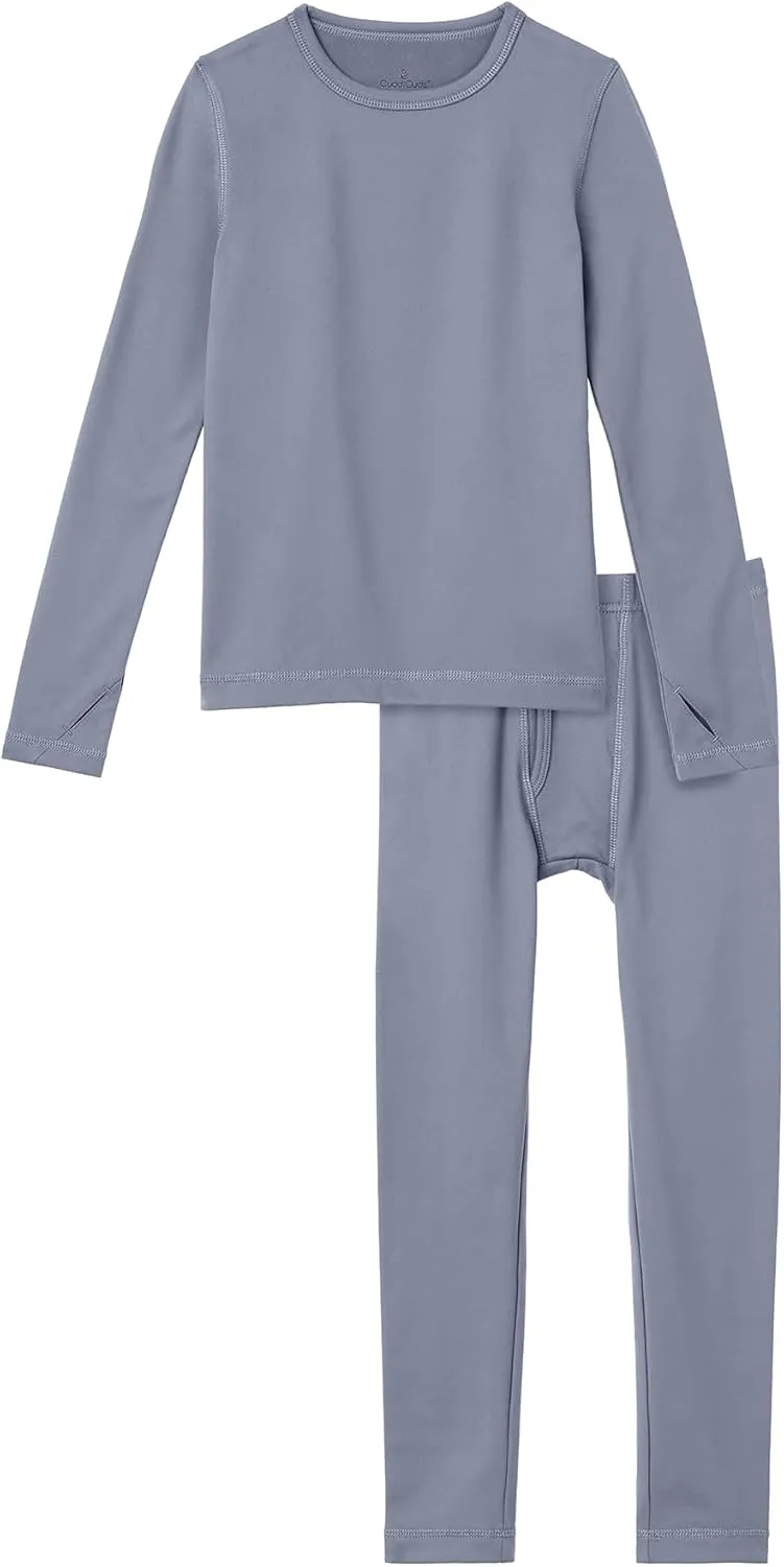 Cuddl Duds Boys Cold Weather Fleece-Lined Thermal Underwear 2-Piece Set - Kids Long Sleeve Top and Leggings Long Johns