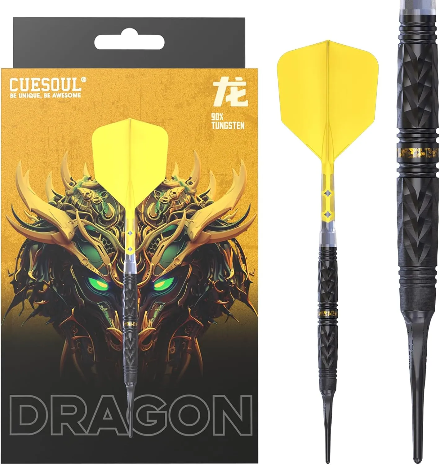 CUESOUL Chinese Zodiac 18/19/20g Soft Tip 90% Tungsten Dart Set with Integrated ROST T19 Flight