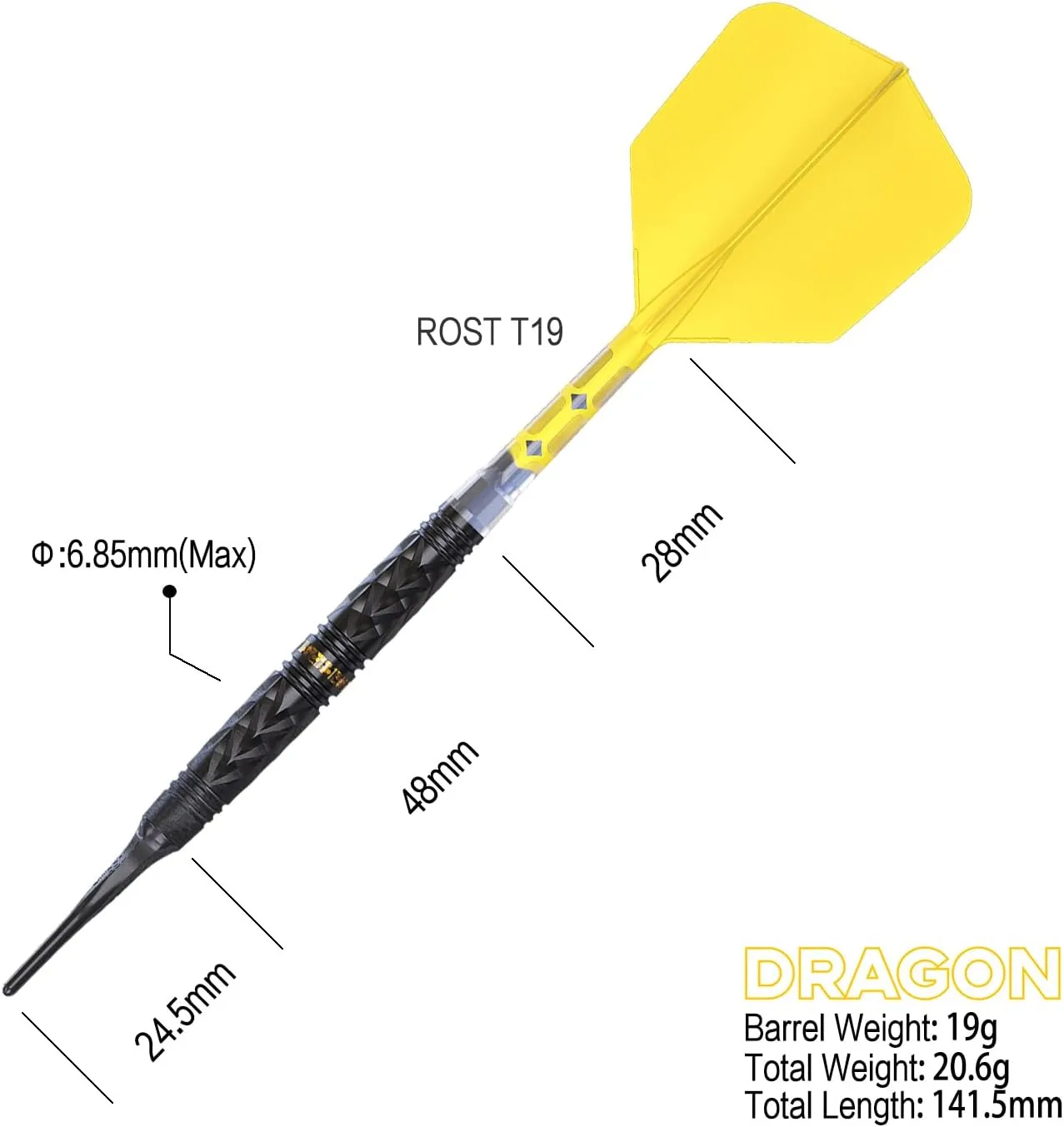 CUESOUL Chinese Zodiac 18/19/20g Soft Tip 90% Tungsten Dart Set with Integrated ROST T19 Flight