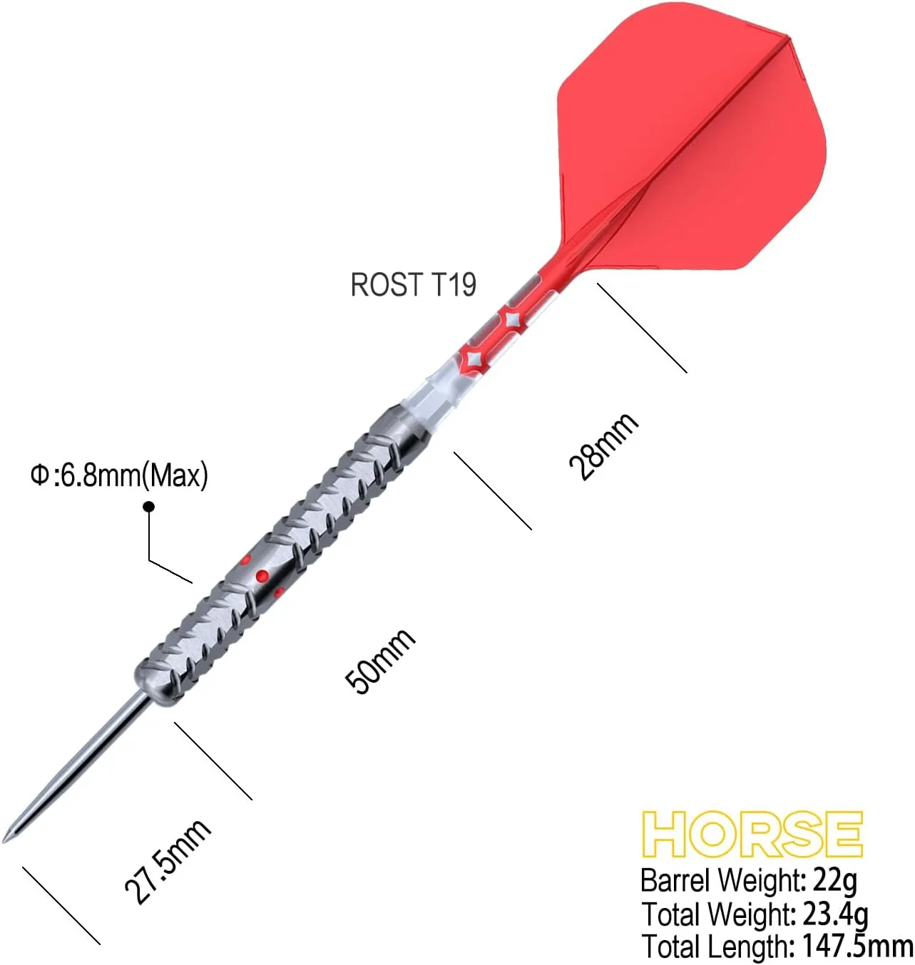 CUESOUL Chinese Zodiac 20/21/23/24g Steel Tip 90% Tungsten Dart Set with Integrated ROST T19 Flight