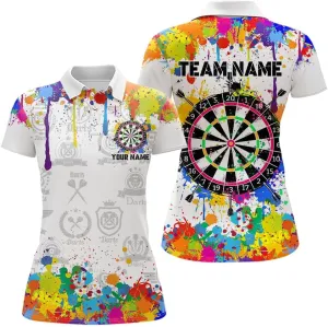 Customized Name, Team Name Jersey, Funny Dartboard Colorful Paint Splash Dart Shirts for Women, Best