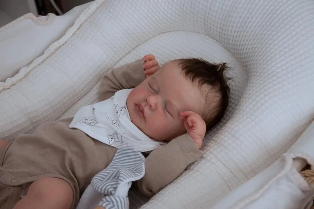 Cute Lifelike Reborn Doll 19 inch Realistic Reborn Newborn Baby Boy Full Body Reborn Silicone Baby Dolls Look Real Alive Babies Doll Toy Toddler Children Gifts for 3 Year Old Girl