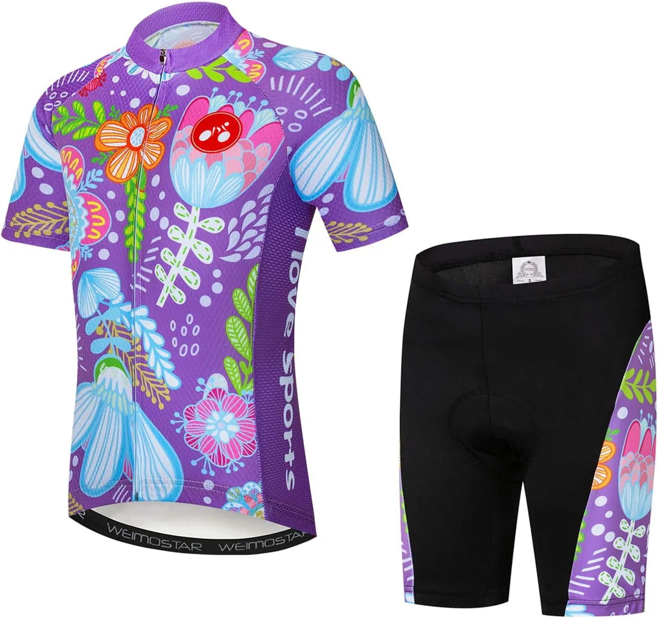 Cycling Jersey Shorts Set Padded Suit Kid's Bicycle Tops Shirt Mountain Bike Riding