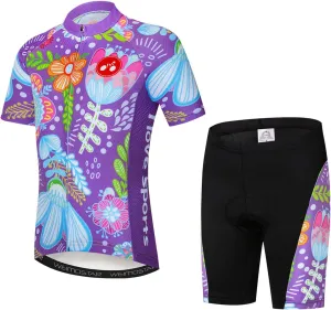 Cycling Jersey Shorts Set Padded Suit Kid's Bicycle Tops Shirt Mountain Bike Riding