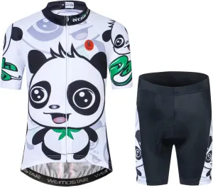 Cycling Jersey Shorts Set Padded Suit Kid's Bicycle Tops Shirt Mountain Bike Riding