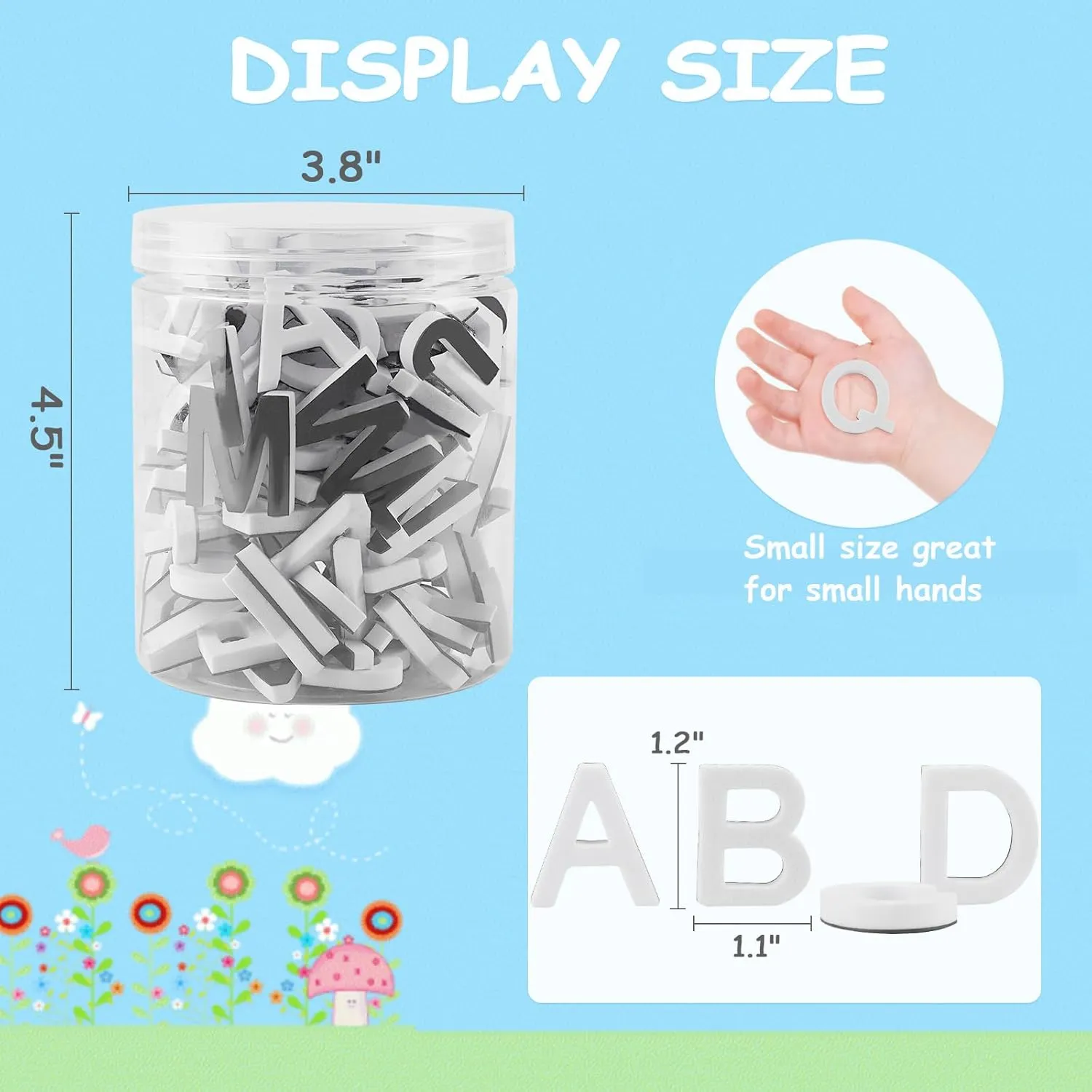 Decorative Magnetic EVA Alphabet Letters/Arabic Numerals for Refrigerator/White Board (117pcs Letters White)