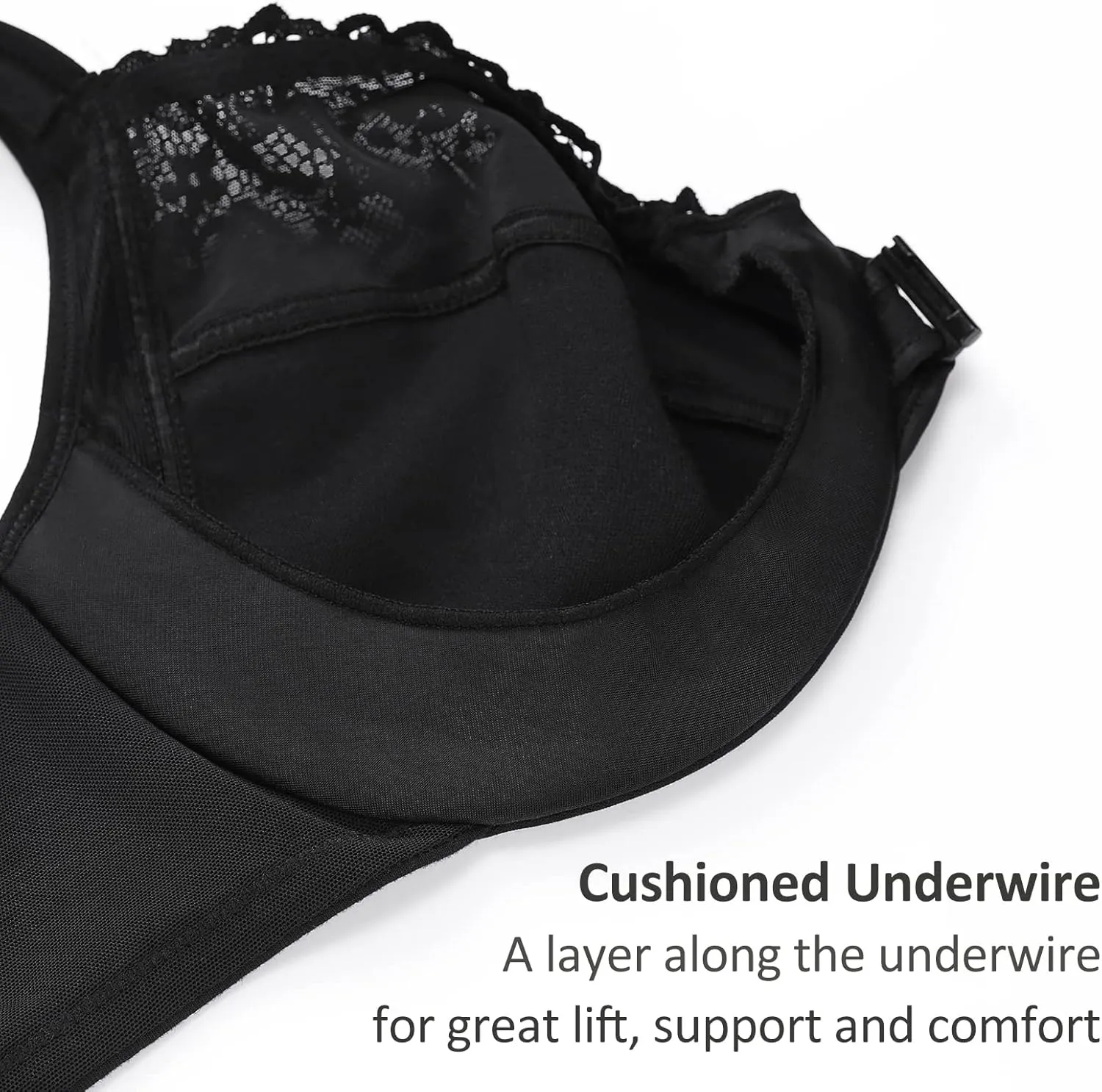 DELIMIRA Women's Front Closure Bras Plus Size Lace Full Coverage Underwire Unlined Bra