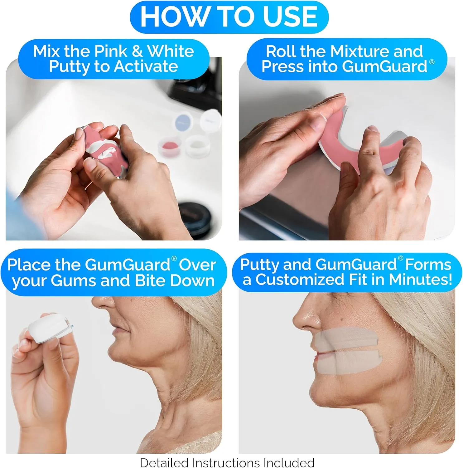 Denture Mouthguard Soft, Customizable Fit for Upper & Lower Arches, Relief for Grinding & Clenching - Ideal for Denture Wearers & Implant Patients Upper and Lower White Set