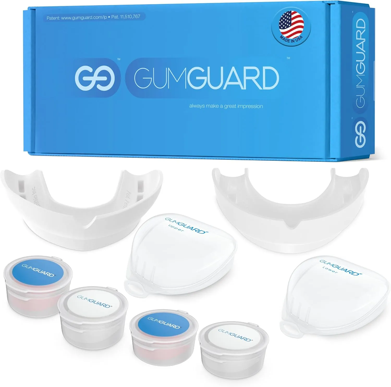 Denture Mouthguard Soft, Customizable Fit for Upper & Lower Arches, Relief for Grinding & Clenching - Ideal for Denture Wearers & Implant Patients Upper and Lower White Set