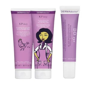 DERMAdoctor KP Bump Eraser Body Scrub & Lotion Kit   DD Eye Radiance Cream SPF 30 | Effective Treatment for Keratosis Pilaris & Eye Brightening