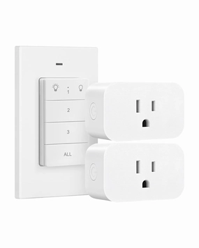 DEWENWILS Remote Control Outlet, Wall Mounted Wireless Light Switch, 2 Independent Control Sockets Electrical Remote Outlet Switch for Plug in Pendant Light, No Wiring,100 Ft Range, FCC Listed