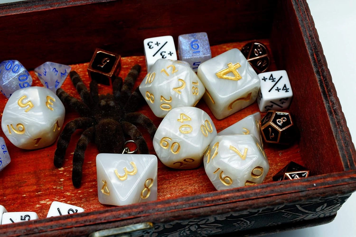 Dice- 25mm DND RPG Dice Set for Dungeons and Dragons D&D Pathfinder MTG Role Playing Dice Giant White Polyhedral Dice with Dice Bag