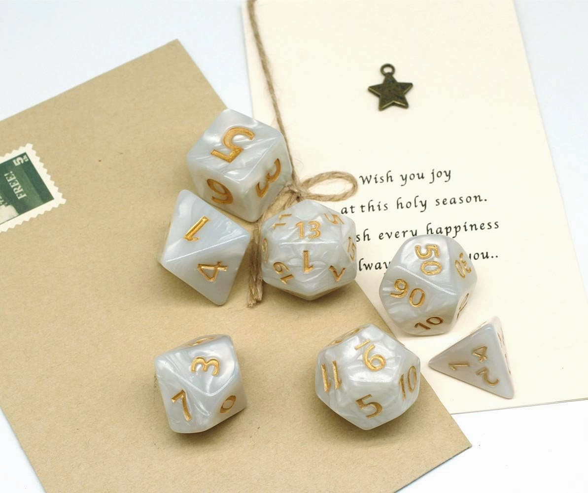 Dice- 25mm DND RPG Dice Set for Dungeons and Dragons D&D Pathfinder MTG Role Playing Dice Giant White Polyhedral Dice with Dice Bag