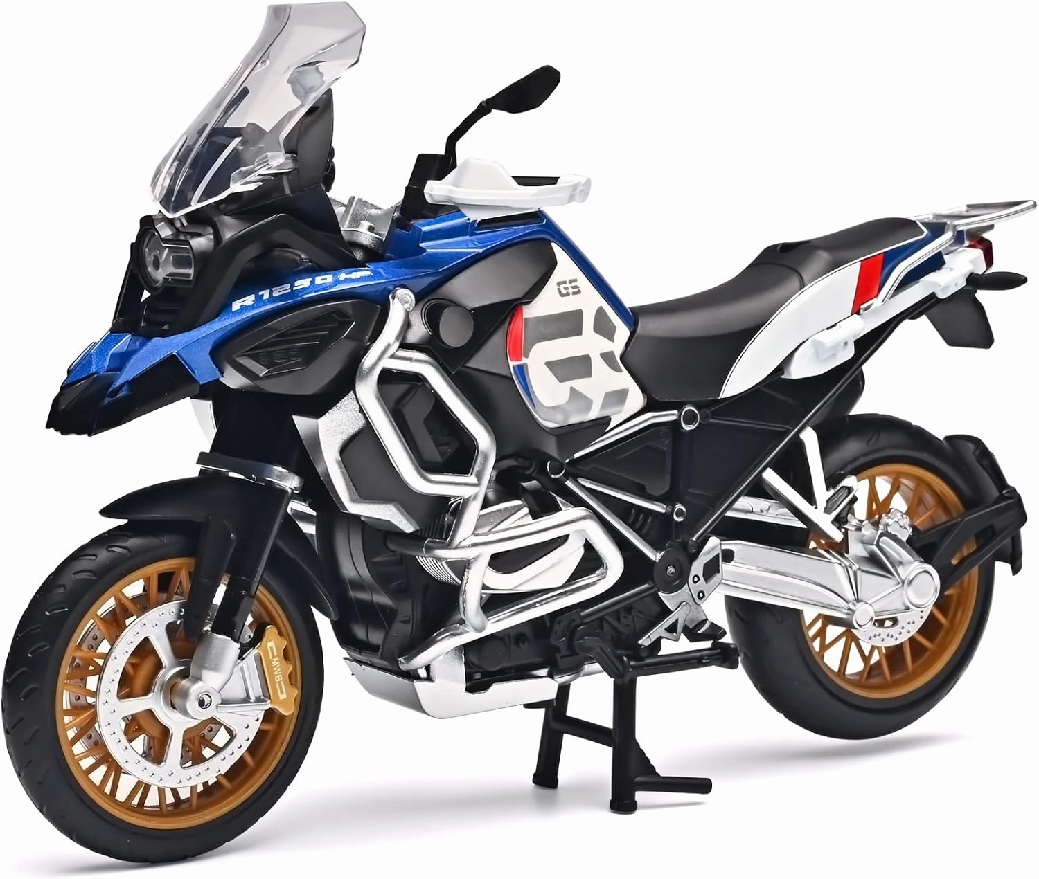 Diecast Motorcycle Model Kit 1/12 Scale R1250 GS ADV Model Motorcycles,Kids Motorcycles Toy Front Wheel Can Be Steered Left and Right,Motorcycle Toys for Kids 3-5（Blue）