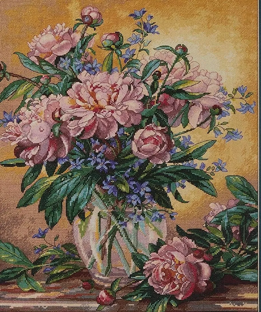 Dimensions Gold Collection Counted Cross Stitch Kit, Floral Vase, 18 Count Ivory Aida, 12'' x 14''