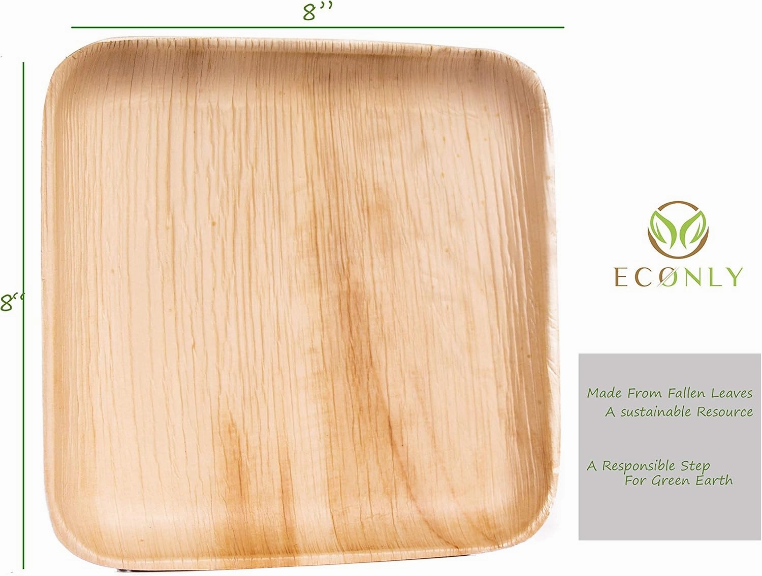 Disposable Party Plates Square 8" [200] Eco Friendly Palm Leaf Plates Biodegradable For Party,BBQ,Camping,Wedding | Bamboo Plates Disposable Compostable Rustic Party Plates