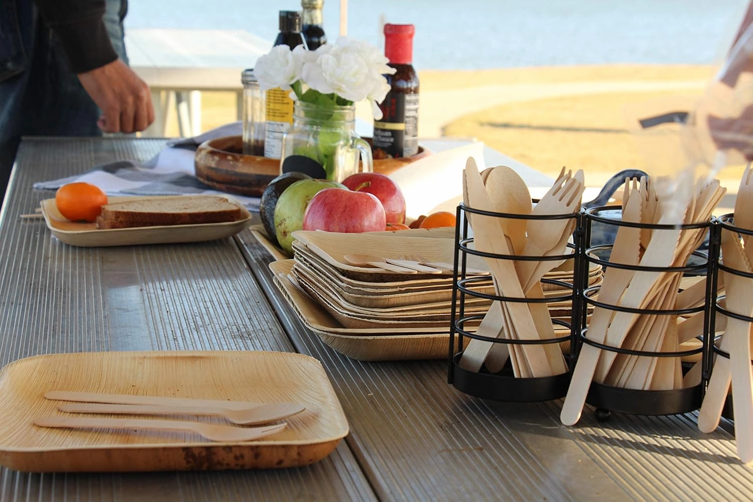 Disposable Party Plates Square 8" [200] Eco Friendly Palm Leaf Plates Biodegradable For Party,BBQ,Camping,Wedding | Bamboo Plates Disposable Compostable Rustic Party Plates
