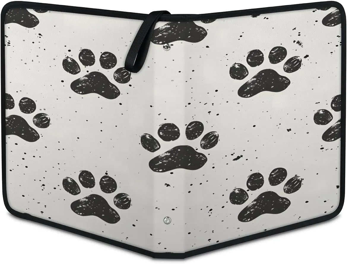 Dog Paw Prints 3 Ring Trading Zipper Binder Strap, Trading Card Binder 9 Pocket, 900 Pockets Card Holder with 50 Removable Sleeves for Game Cards