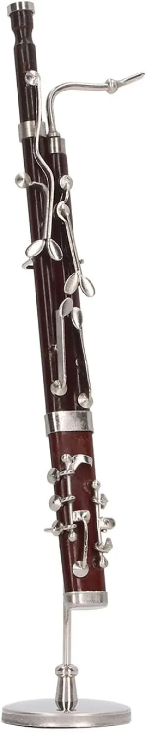 Dollhouse Miniature Bassoon Replica Simulated Metal Funny and Cute Bassoon with Coffee Stand