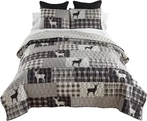 Donna Sharp King Bedding Set - 3 Piece - Ridge Point Lodge Quilt Set with King Quilt and Two King Pillow Shams - Machine Washable