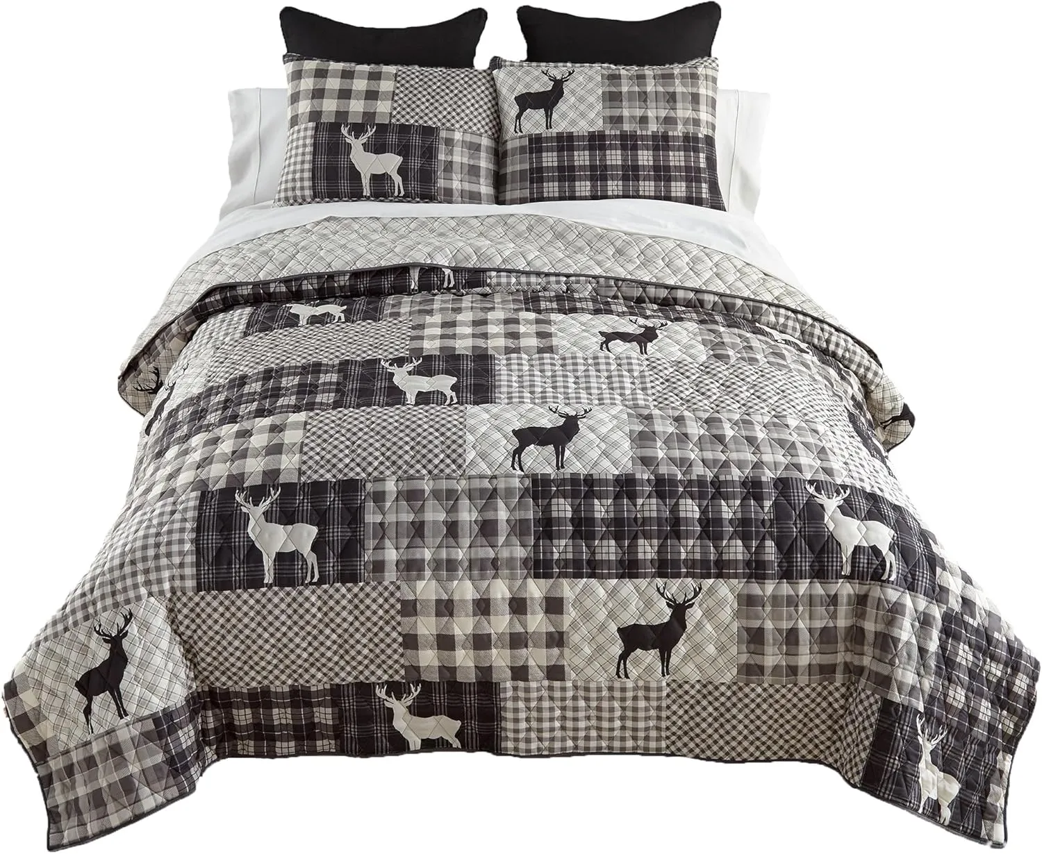Donna Sharp King Bedding Set - 3 Piece - Ridge Point Lodge Quilt Set with King Quilt and Two King Pillow Shams - Machine Washable