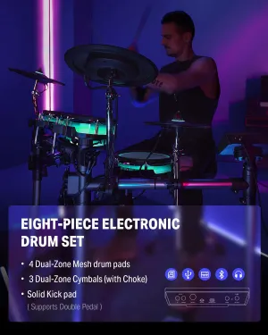 Donner BackBeat Electric Drum Set with High-Tech 7-inch Touchscreen and Donner Electric Drum AMP 35-Watt with Aux in and Wireless Audio Connection