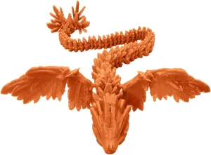 DOSSAYUN 3D Printed Dragon Toys Ancient Dragon Mother Action Figures with Flexible Flying Wings, Relief Anti-Anxiety Dragon Figurines Home Decor Collectible Figurines (Joy Orange, 13.8 in)